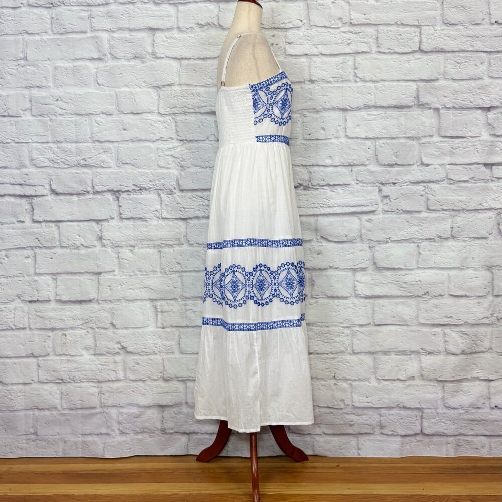 NAOO White Cotton Embroidered Eyelet Midi Dress - Picture 3 of 7